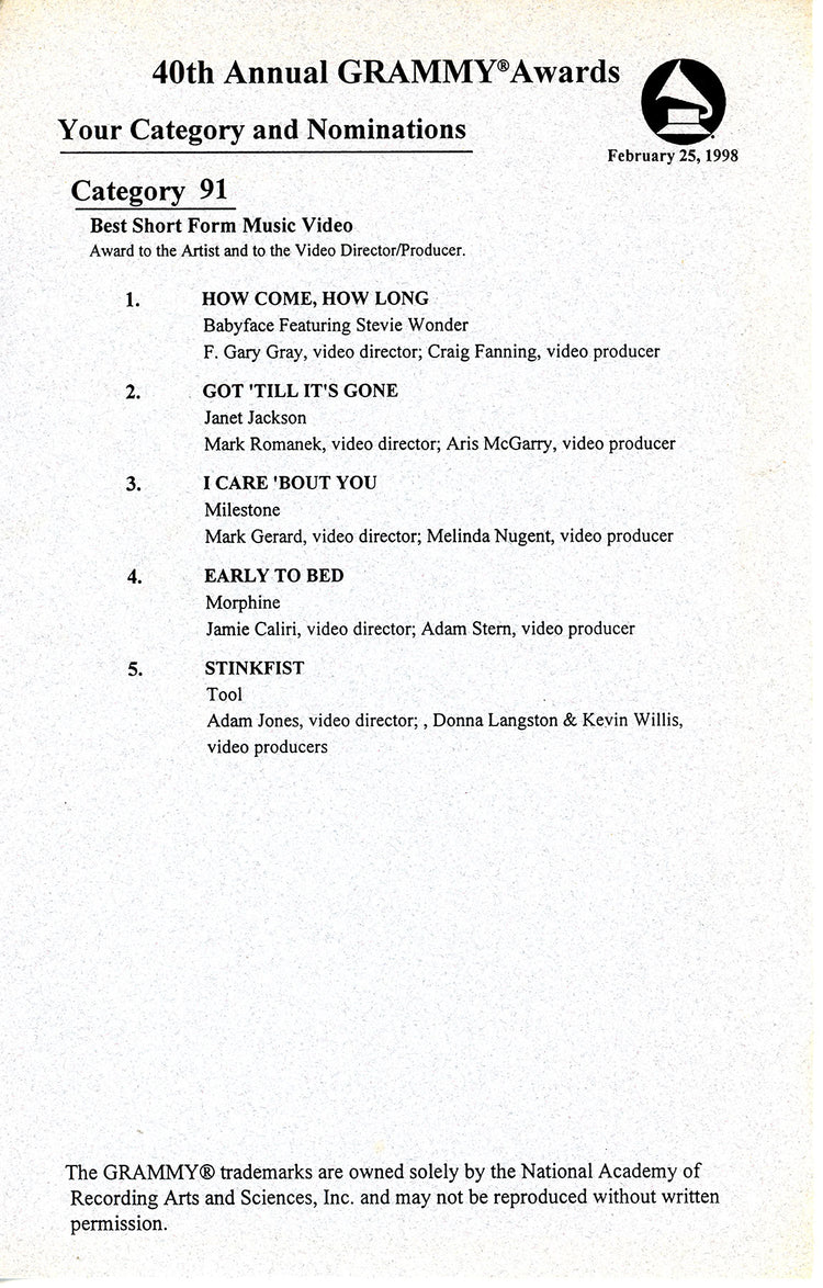 40th Annual Grammy Awards Invitation